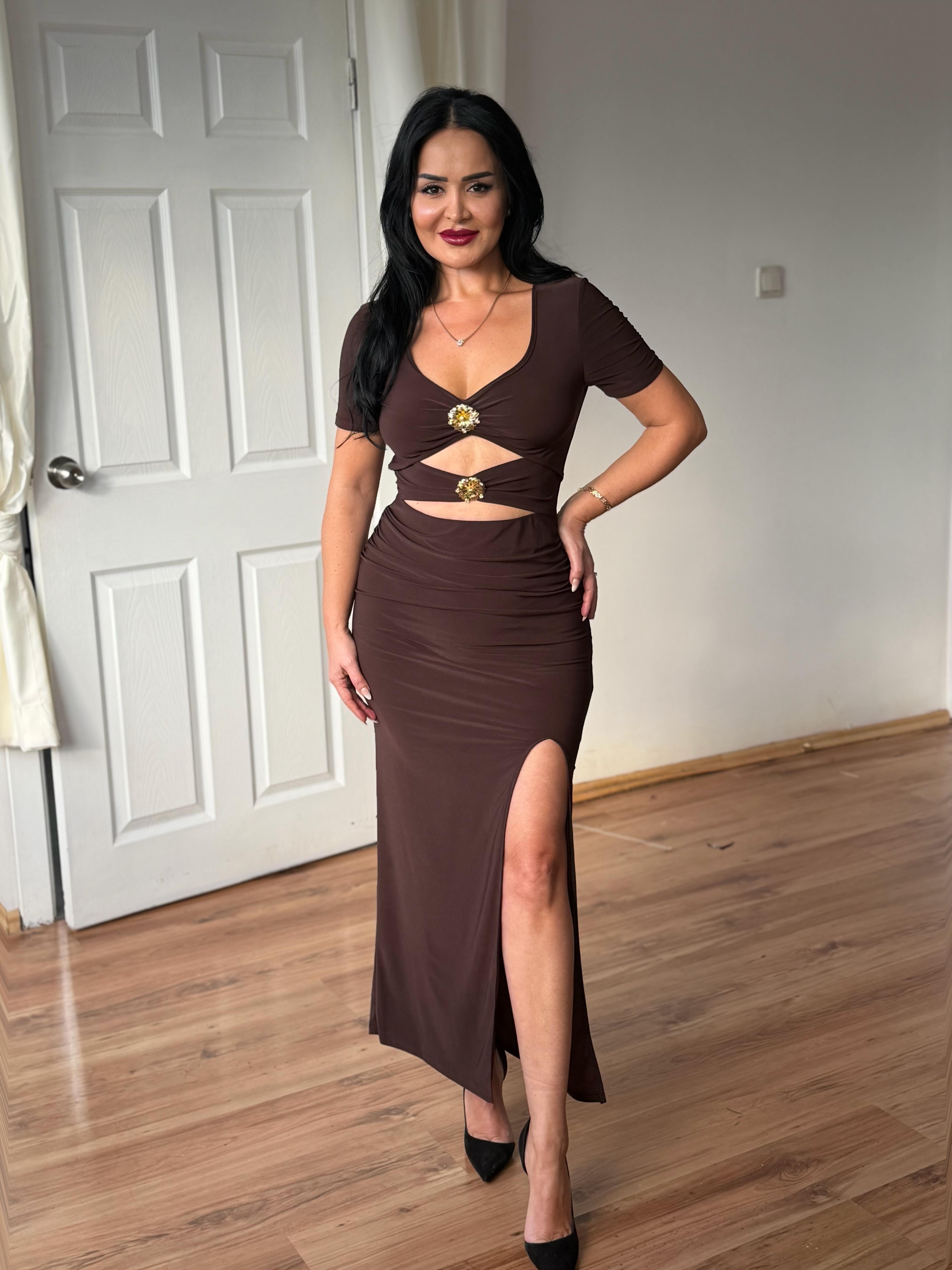 4972 Melinda Kahverengi Elbise 4972