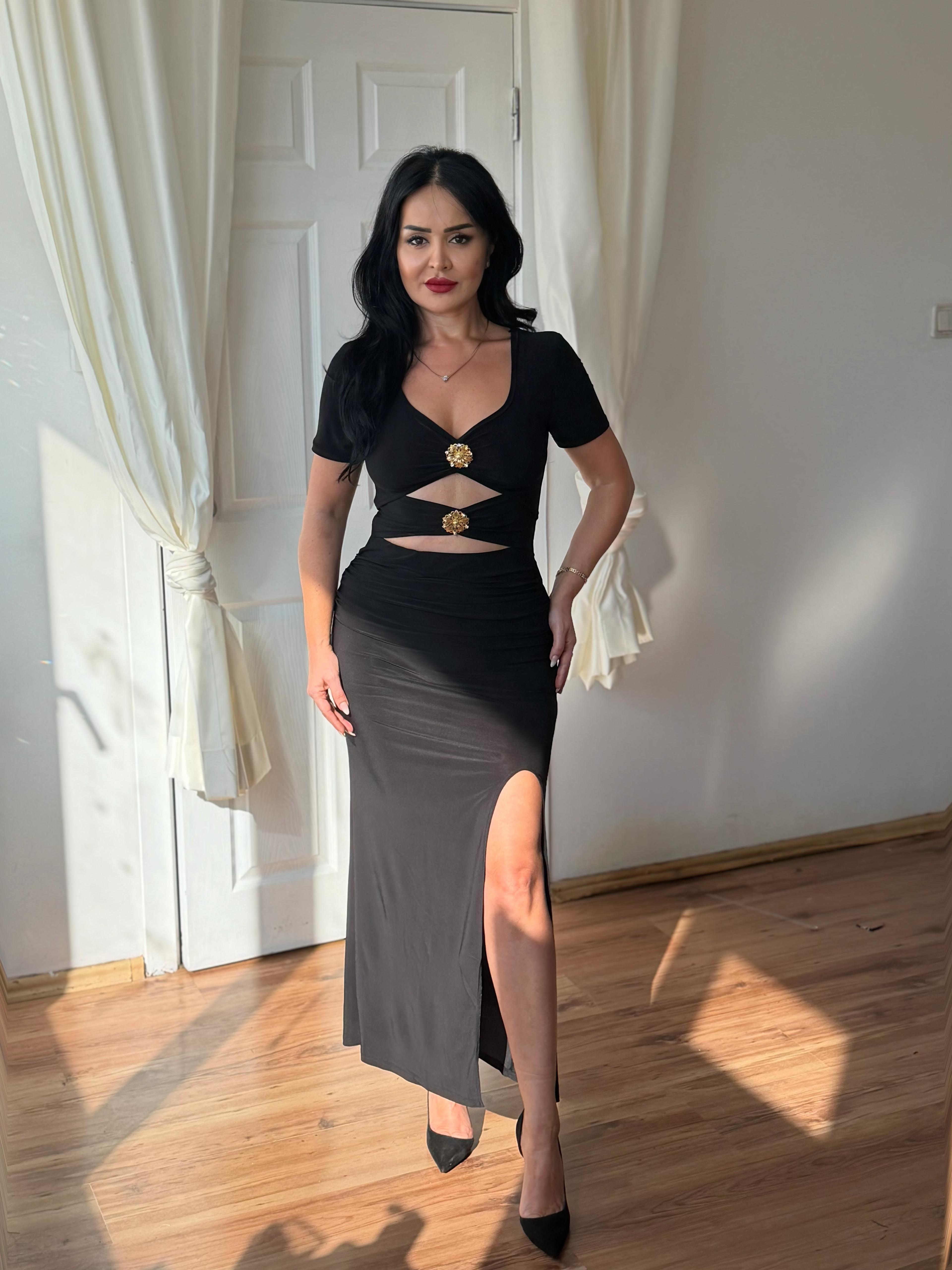 4972 Melinda Siyah Elbise 4972