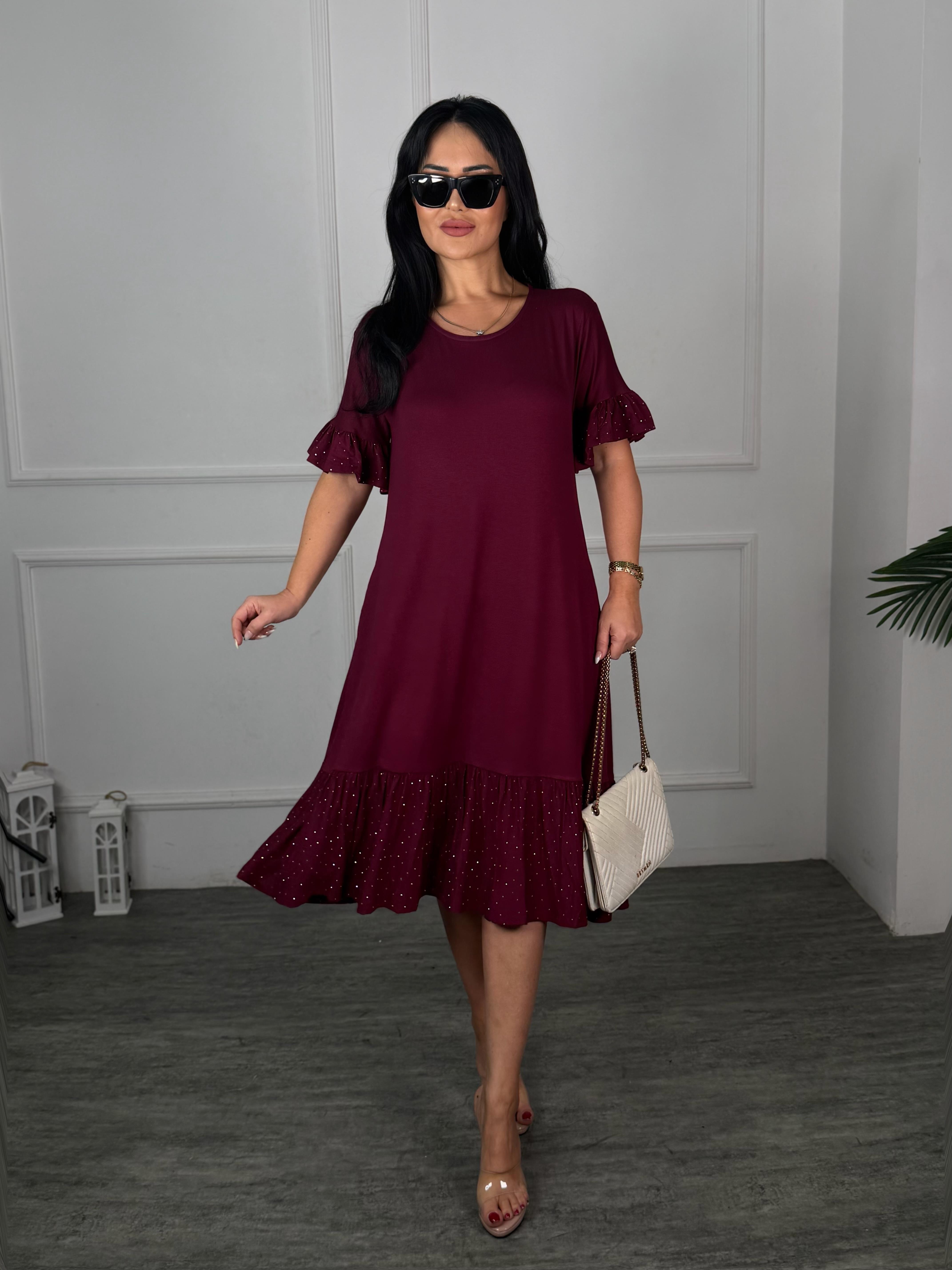 4984 Dimples bordo elbise4984