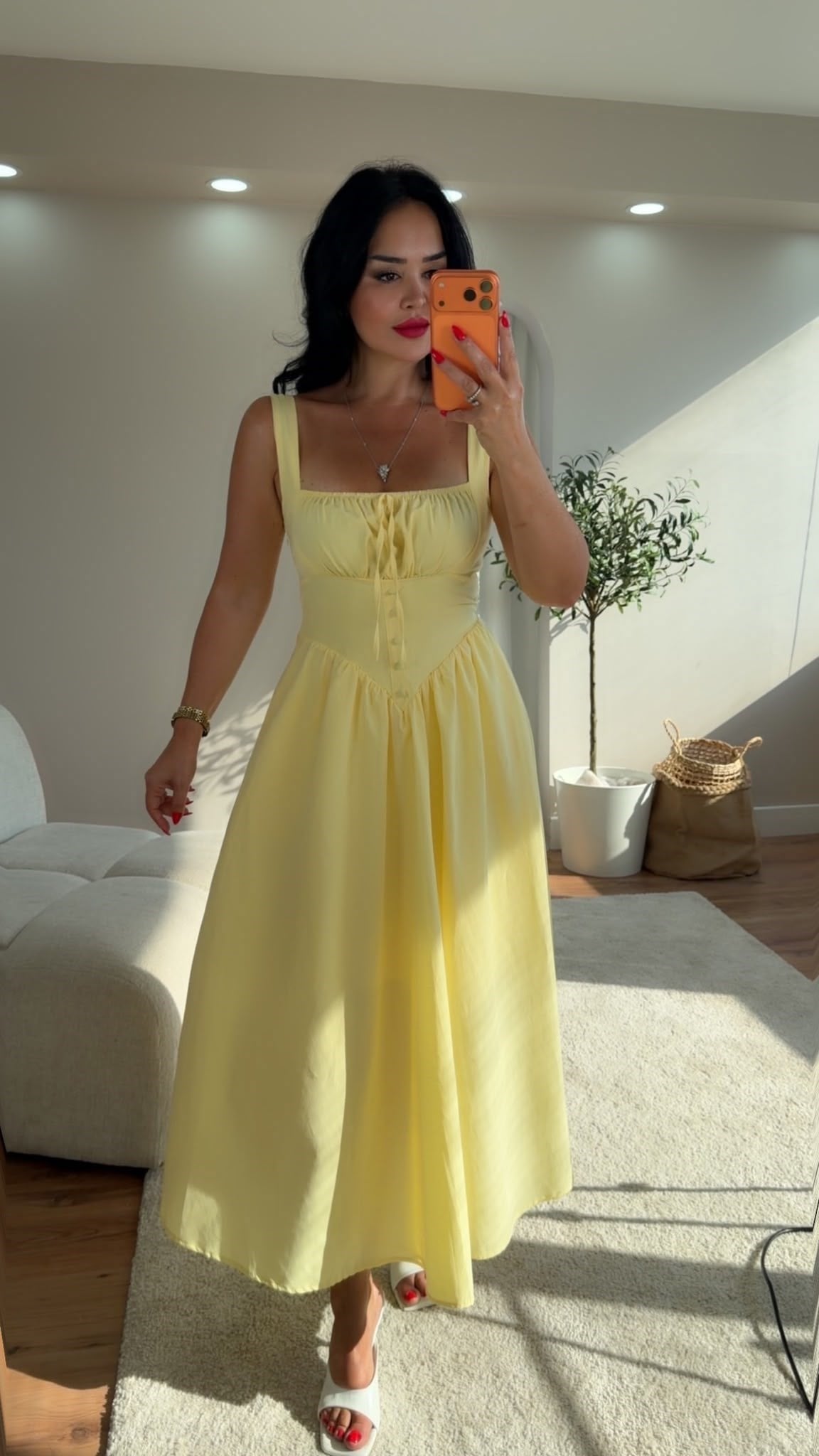 5048 Hanna Sarı Elbise5048