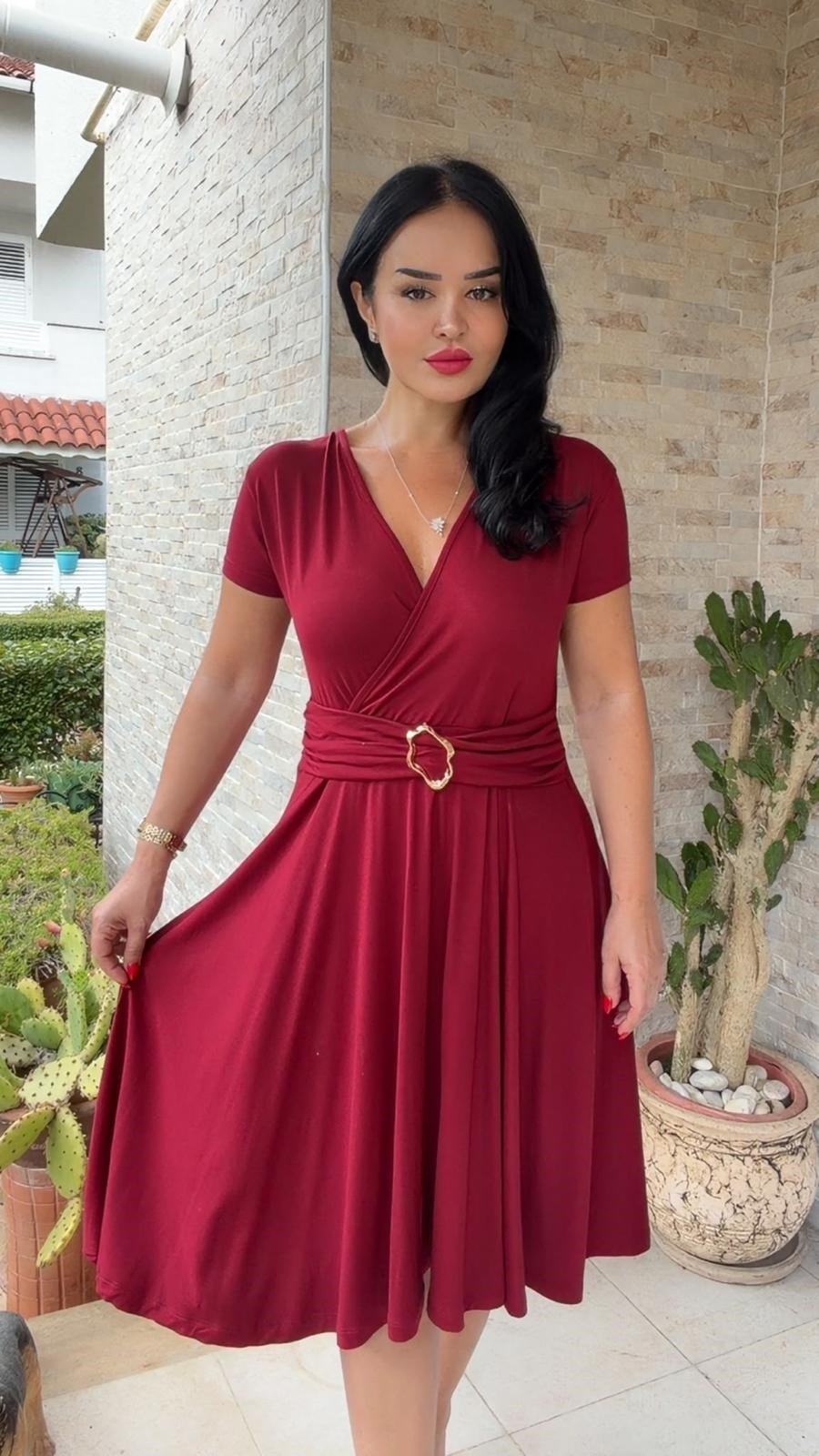 5061 Angel Bordo  Elbise 5061