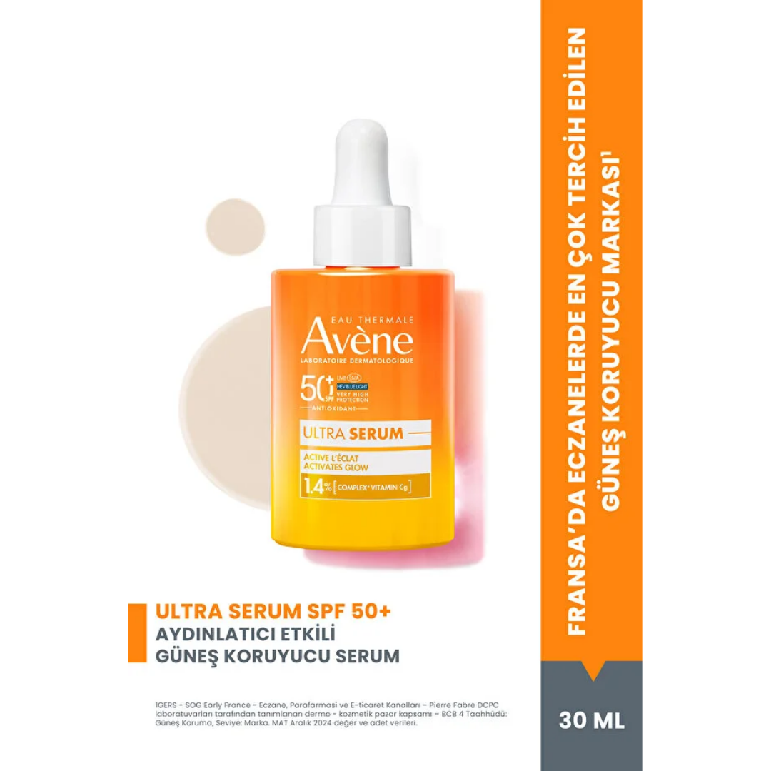 Avene Ultra Serum SPF 50+ Aydınlatıcı Etkili UVA,UVB ve Mavi Işık Karşıtı Güneş Koruyucu Serum 30 ml - Avene