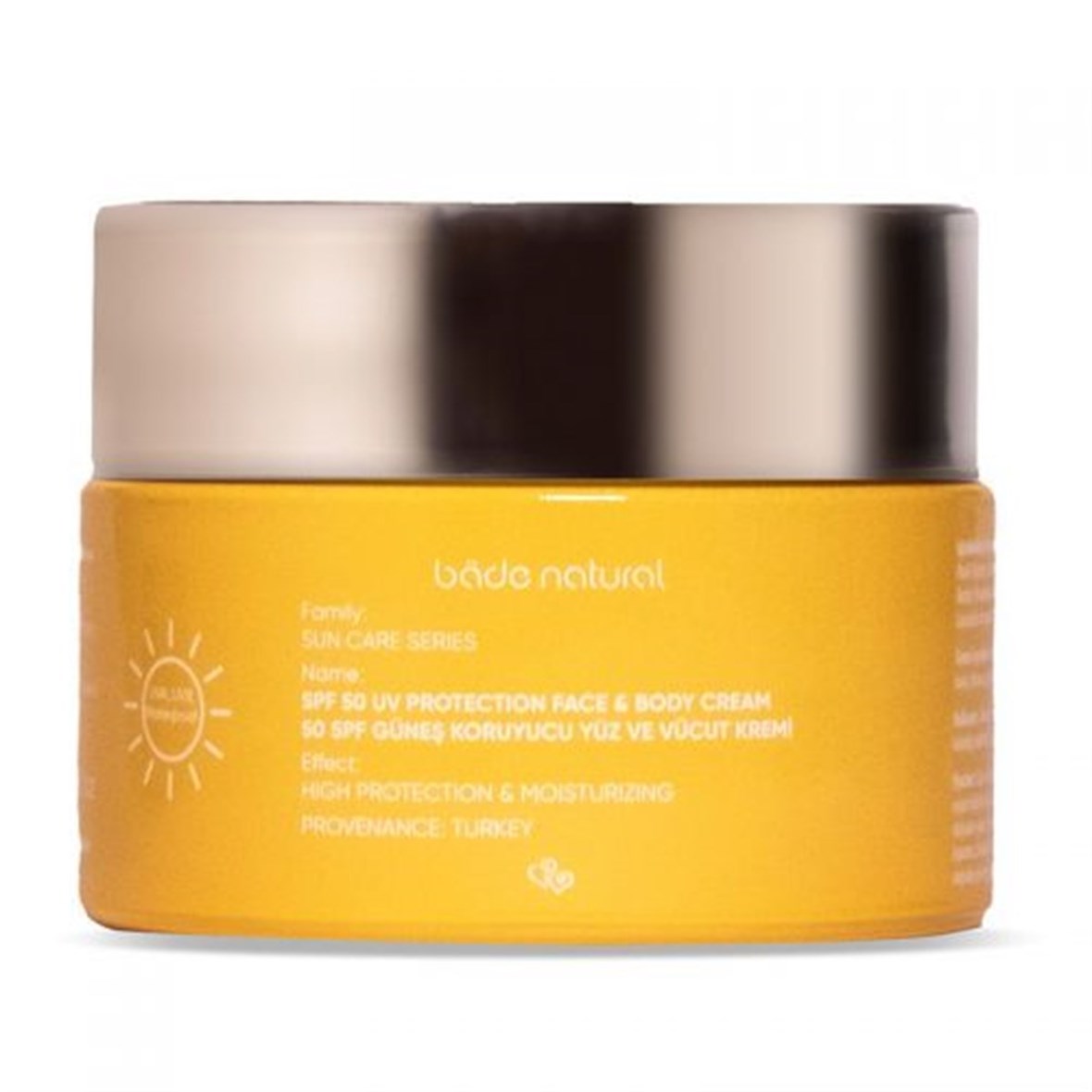 Bade Natural Doğal Güneş Koruyucu Yüz ve Vücut Kremi SPF 50 50 ml - Bade Natural