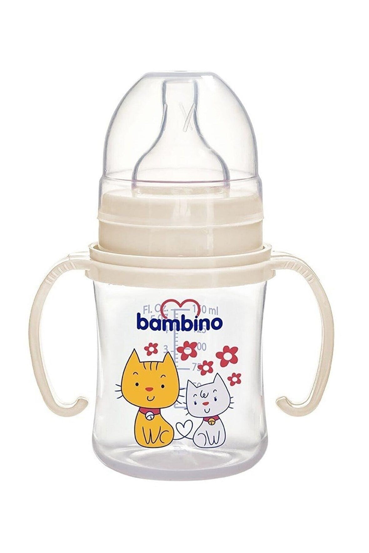 BAMBİNO PP GENİŞ AĞIZLI KULPLU BİBERON 150 Ml  - Bambino