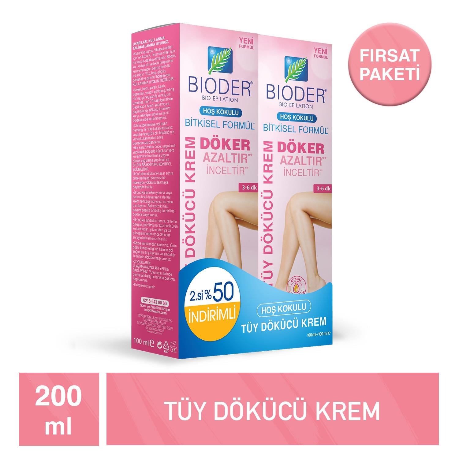 Bioder Bitkisel Formül Tüy Dökücü Krem 100 + 100 ml - Bioder