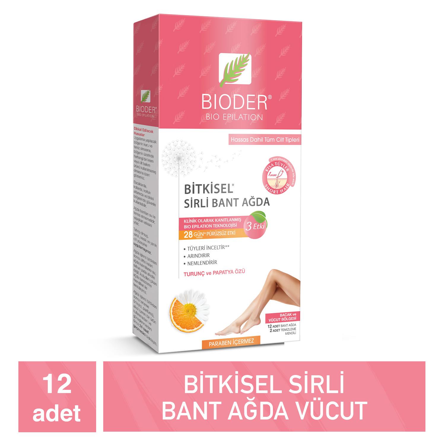 Bioder Tüy Azaltıcı Hassas Ciltler 12'li Sirli Ağda Bandı - Bioder