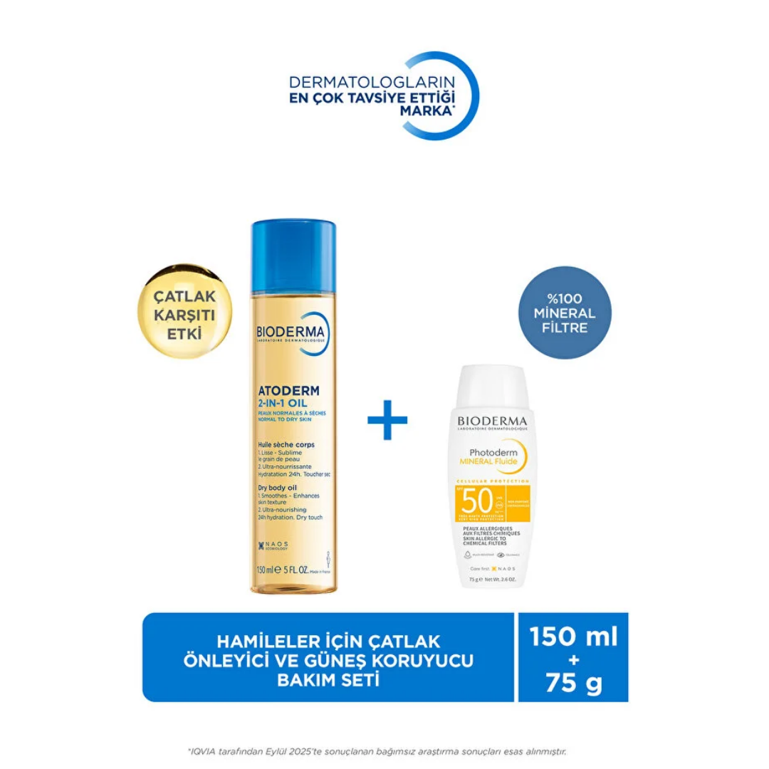 Bioderma Atoderm 2 in 1 Body Oil + Photoderm SPF 50 Mineral Fluide Güneş Koruyucu Set - Bioderma