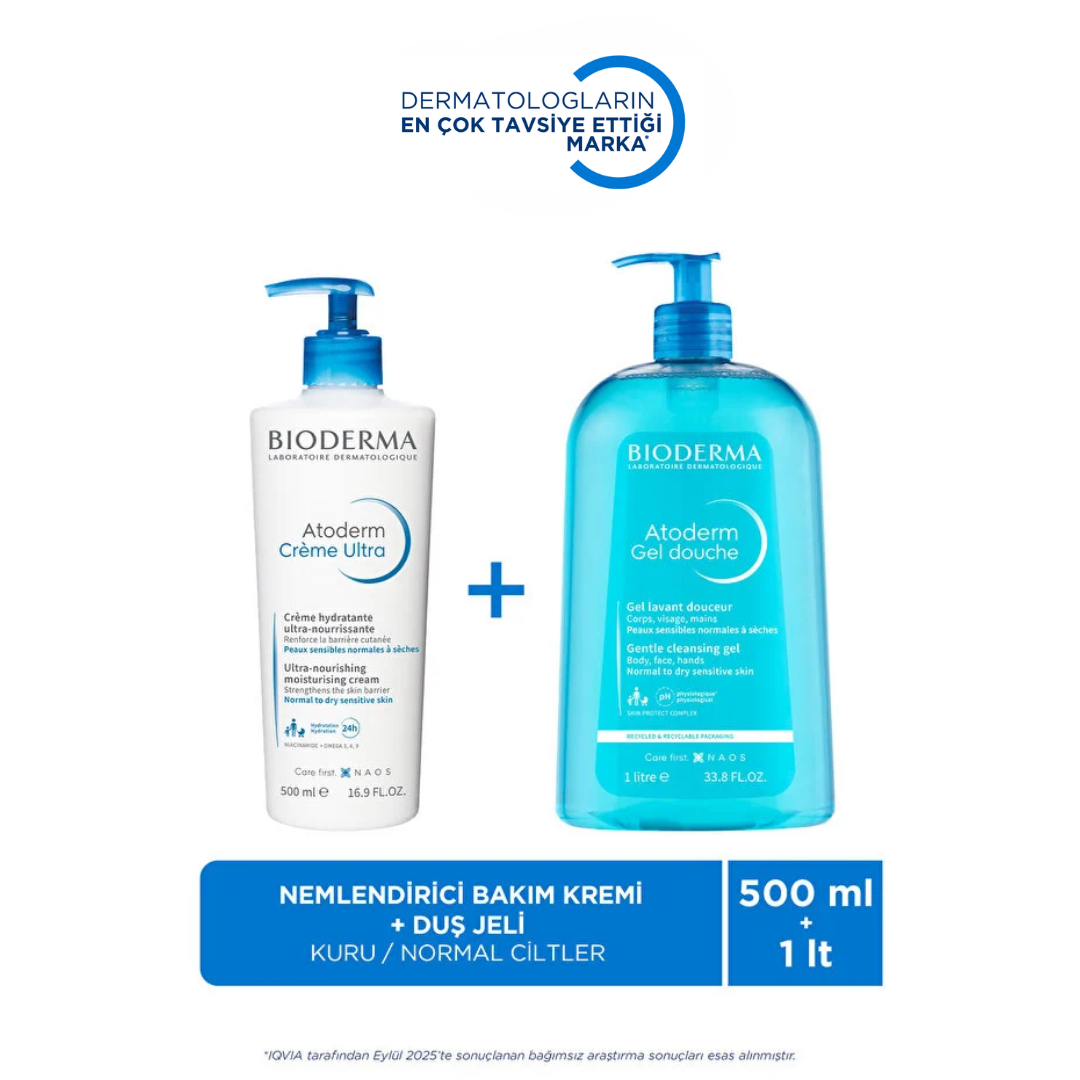 Bioderma Atoderm Cream Ultra 500 ml + Atoderm Shower Gel 1 L Seti - Bioderma
