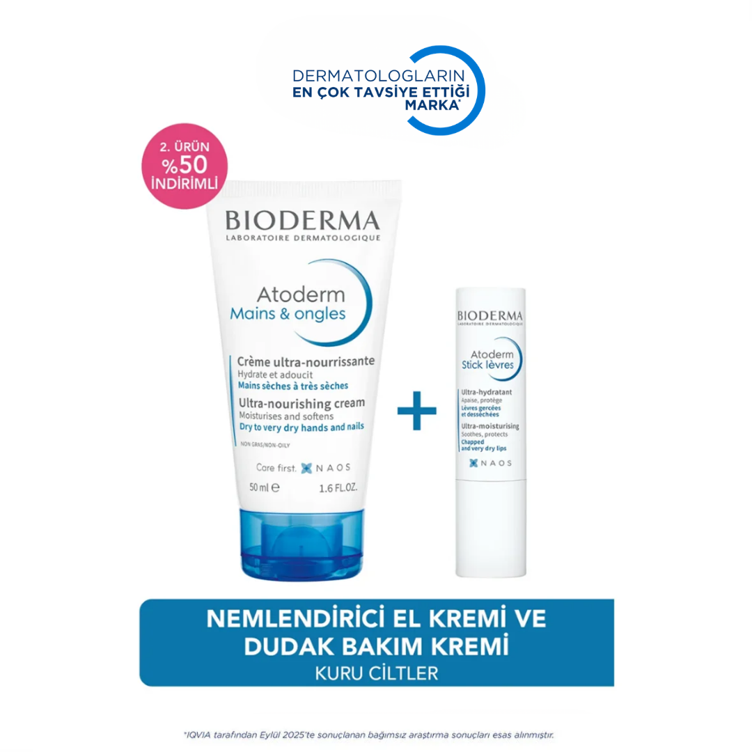 Bioderma Atoderm Hand Cream 50ml + Lip Stick 4g Set - Bioderma