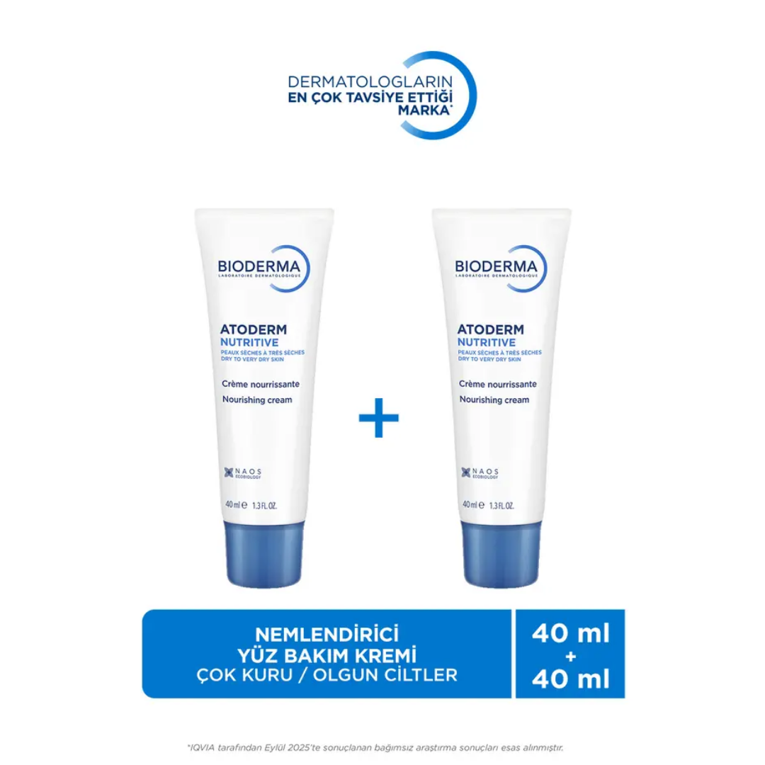 Bioderma Atoderm Nutrition Çok Kuru Olgun Cilt Besleyici Nemlendirici Yüz Kremi 2x40 ml - Bioderma