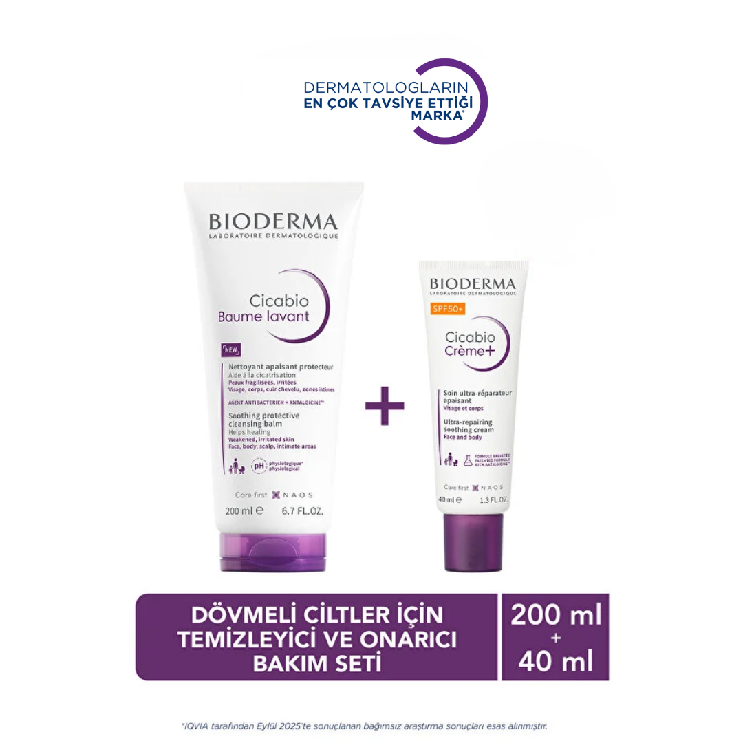 Bioderma Cicabio Temizleyici Balm 200 ml + Cicabio SPF 50+ Onarıcı Krem 40 ml - Bioderma