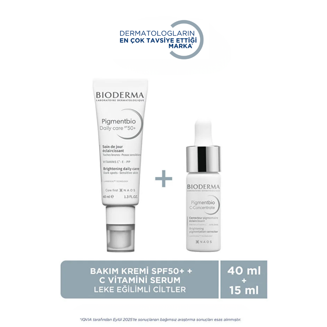 Bioderma Pigmentbio Daily Care SPF 50+ 40 ml + Pigmentbio C‑Concentrate 15 ml Leke Karşıtı Aydınlatıcı Gündüz ve Gece Bakım Seti - Bioderma