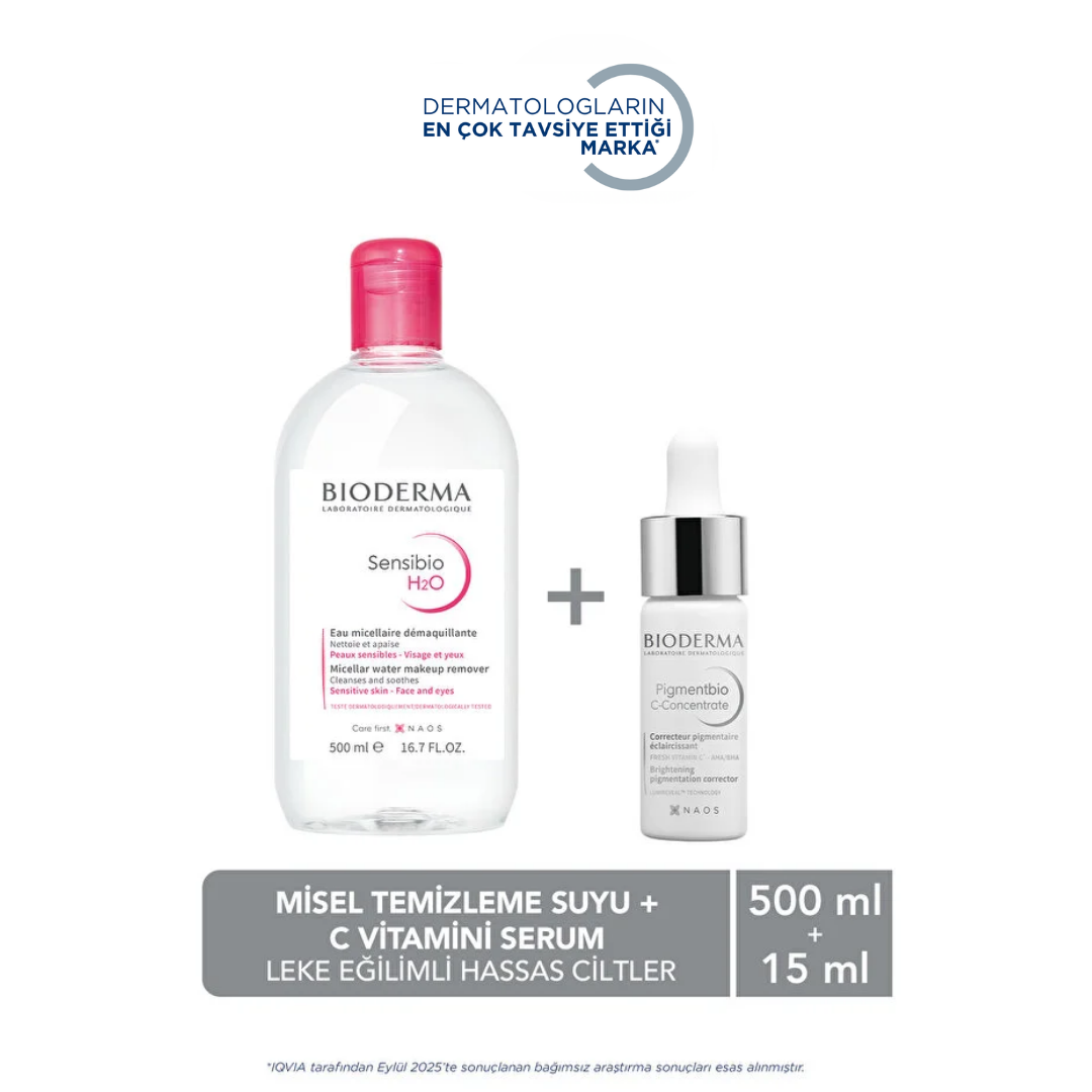Bioderma Pigmentbio Leke Karşıtı Aydınlatıcı C Vitaminli Gece Serumu 15 ml & Sensibio Misel Su 500 ml - Bioderma