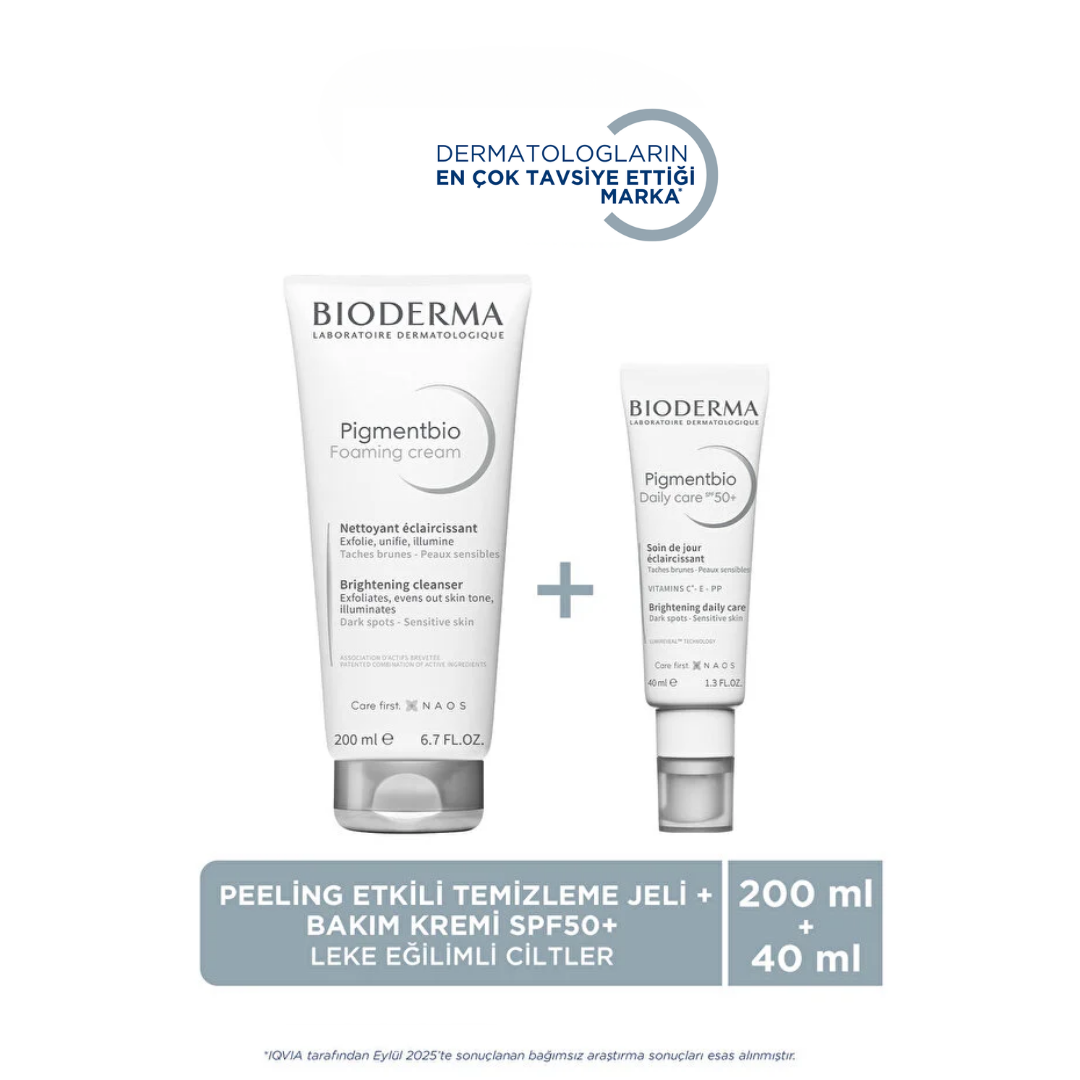 Bioderma Pigmentbio Leke Karşıtı Aydınlatıcı Yıkama Jeli 500 ml & Leke Karşıtı Aydınlatıcı Güneş Koruyuculu Krem 40 ml - Bioderma