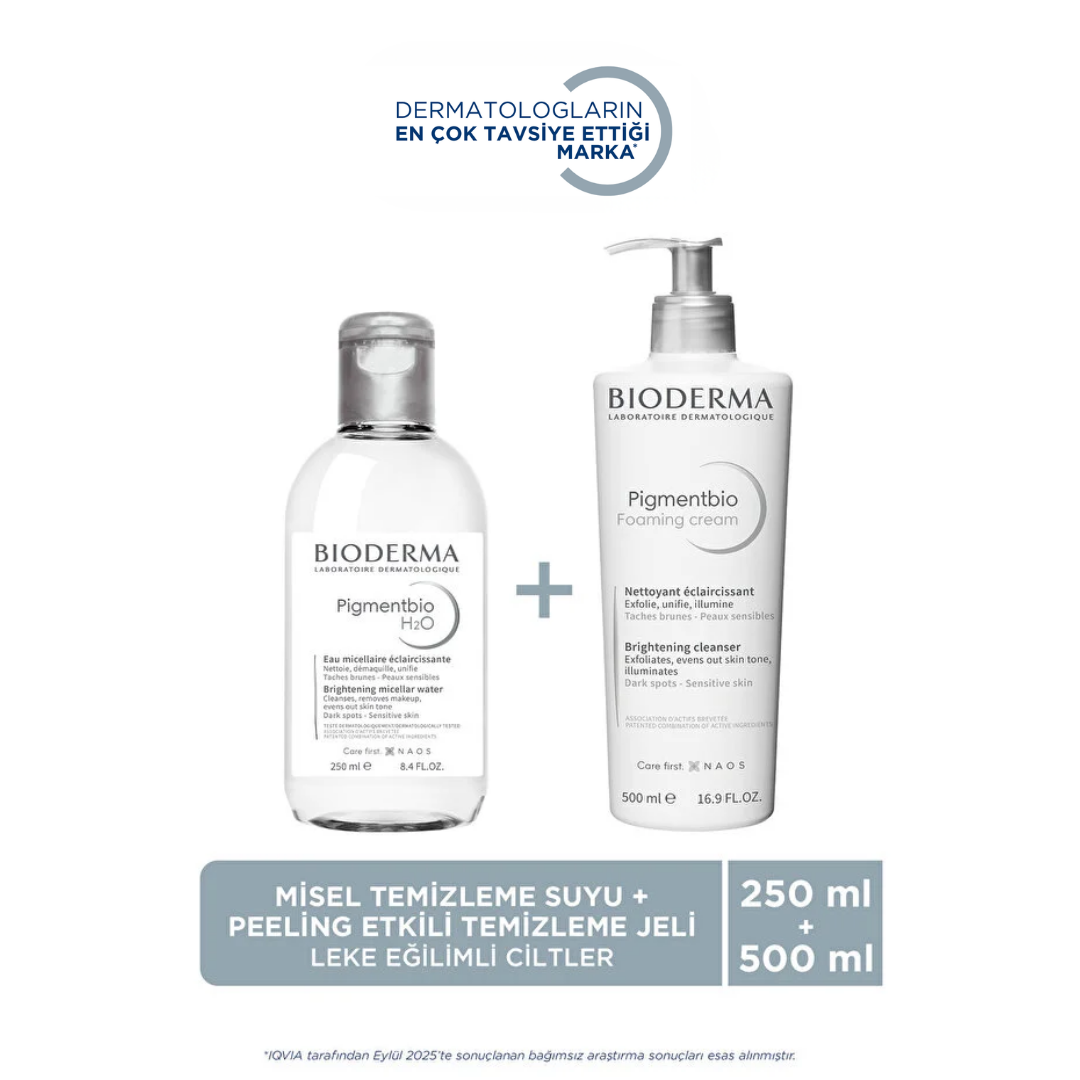 Bioderma Pigmentbio Micellar Su 250 ml + Temizleme Jeli 500 ml Leke Karşıtı Bakım Seti - Bioderma