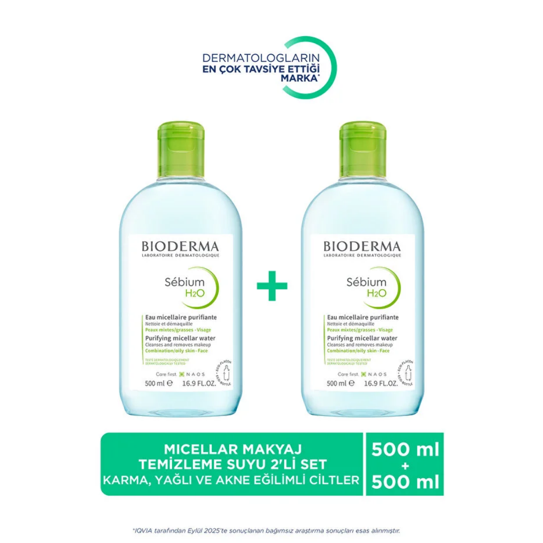 Bioderma Sebium H2O Micellar Makyaj Temizleme Suyu 2'li 500 ml - Bioderma