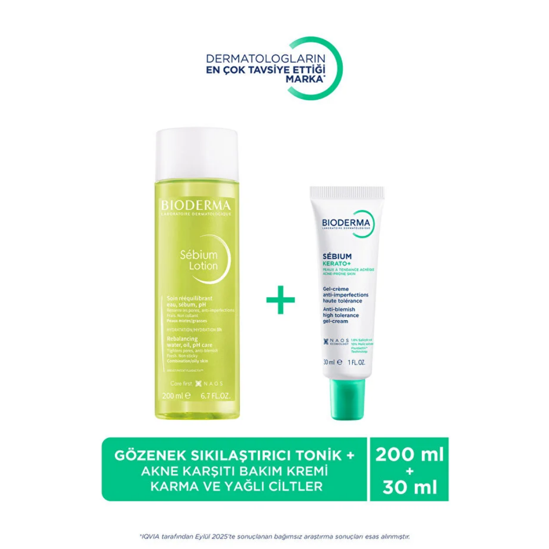 Bioderma Sebium Kerato Nemlendirici Jel Krem 30 ml + Sebium Gözenek Sıkılaştırıcı Tonik 200 ml Set - Bioderma