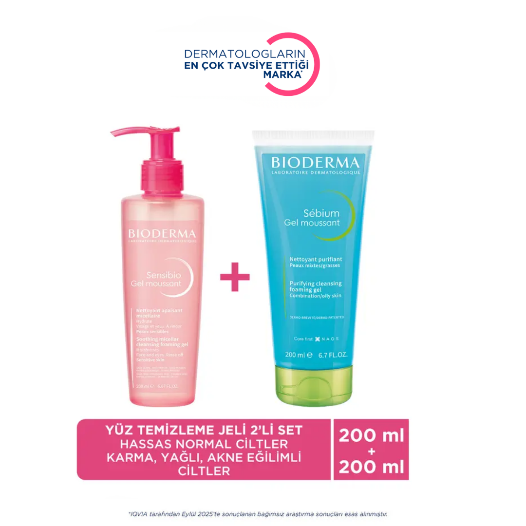 Bioderma Sensibio 200 ml + Sebium 200 ml Hassas ve Yağlı Ciltler İçin Temizleme Jeli Seti - Bioderma