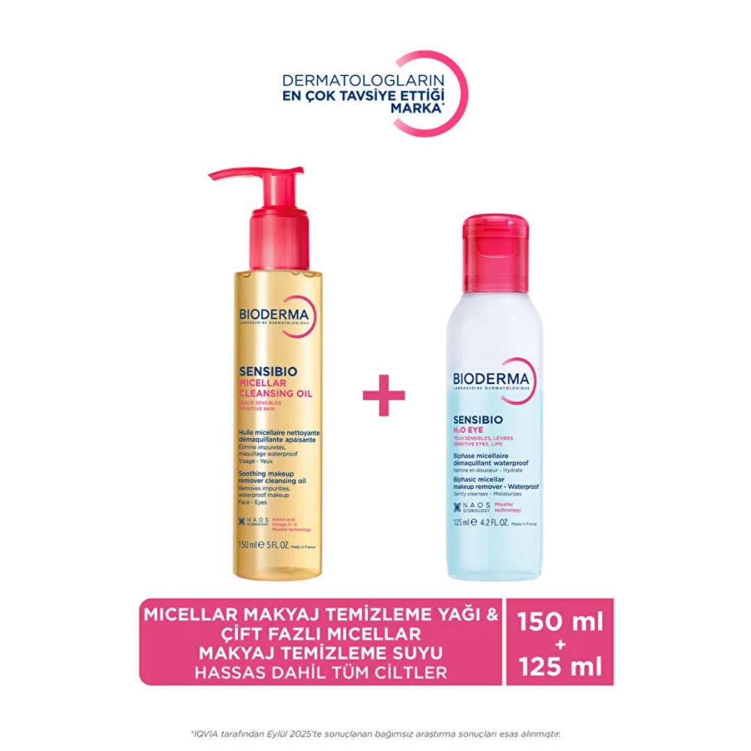 Bioderma Sensibio H2O Eye Makyaj Temizleyici 125 ml ve Makyaj Temizleme Yağı 150 ml 2'li Set - Bioderma
