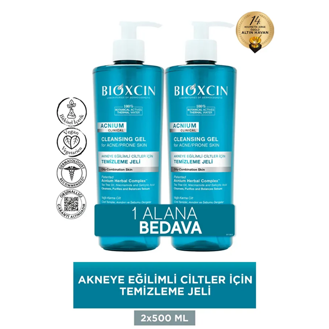 Bioxcin Acnium Sebum Dengeleyici Yüz Yıkama Jeli 1 Alana 1 Bedava - Bioxcin