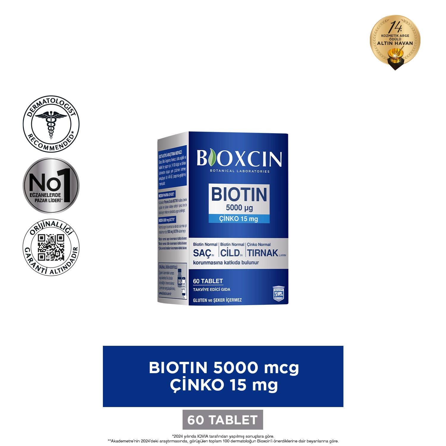 Bioxcin Biotin Tablet 5000mcg Takviye Edici Gıda 60 Tablet - Bioxcin