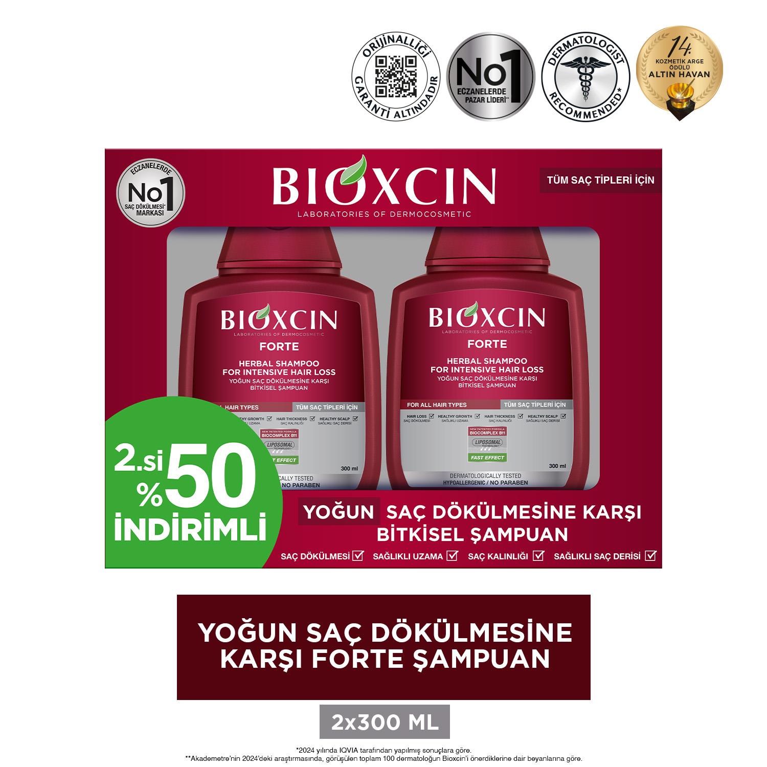 Bioxcin Forte Saç Dökülmesine Karşı Bakım Şampuanı 2x300 ml  - Bioxcin