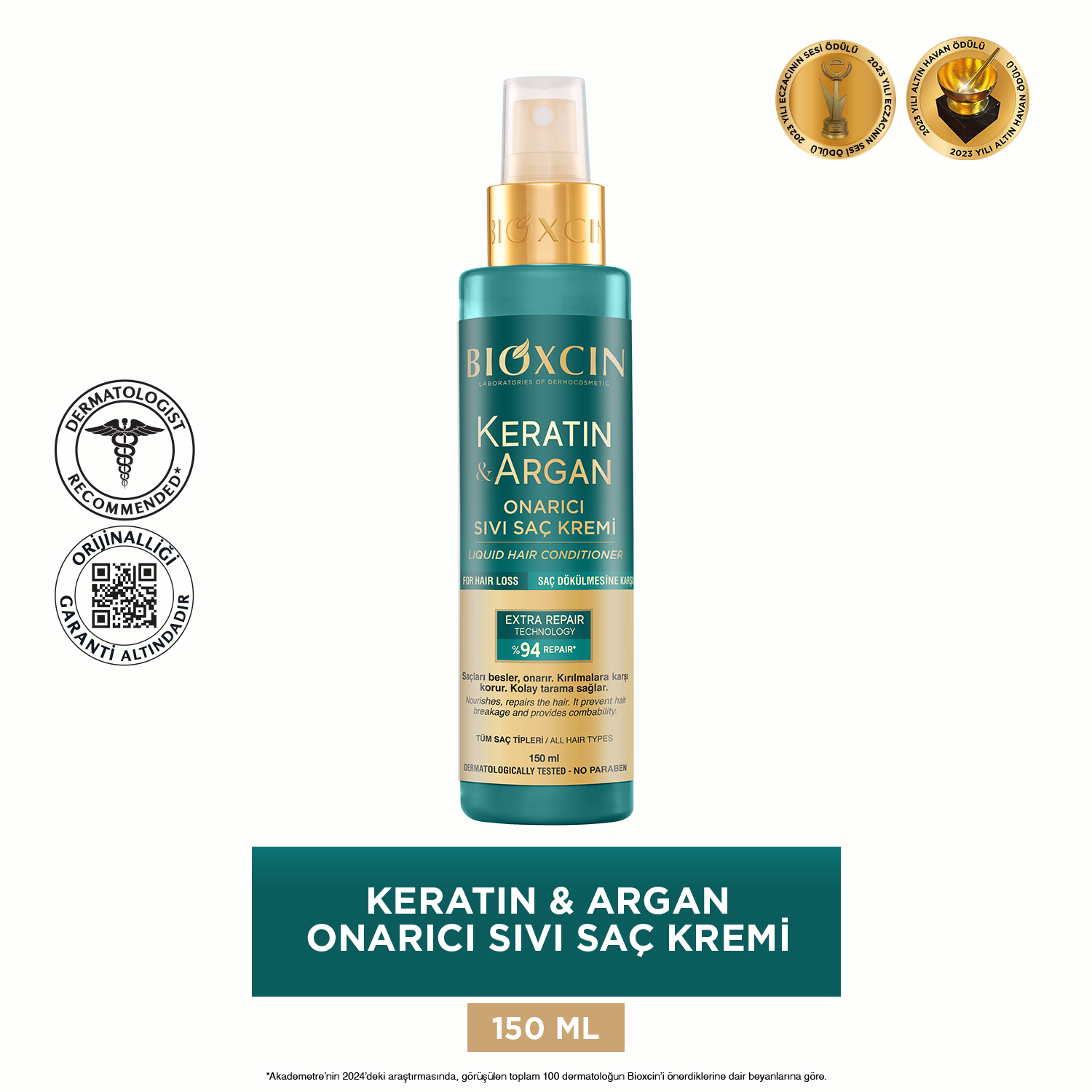 Bioxcin Keratin ve Argan Onarıcı Sıvı Saç Kremi 150 ml - Bioxcin