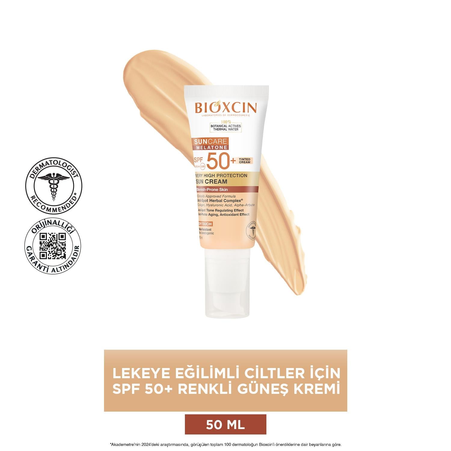 Bioxcin Sun Care Lekeli Ciltler İçin Renkli  Güneş Kremi SPF50+ 50 ml  - Bioxcin