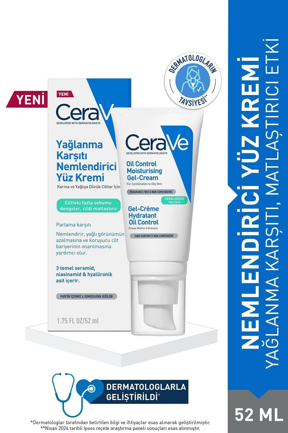 CeraVe Yağlanma Karşıtı Nemlendirici Yüz Kremi 52 ml - CeraVe