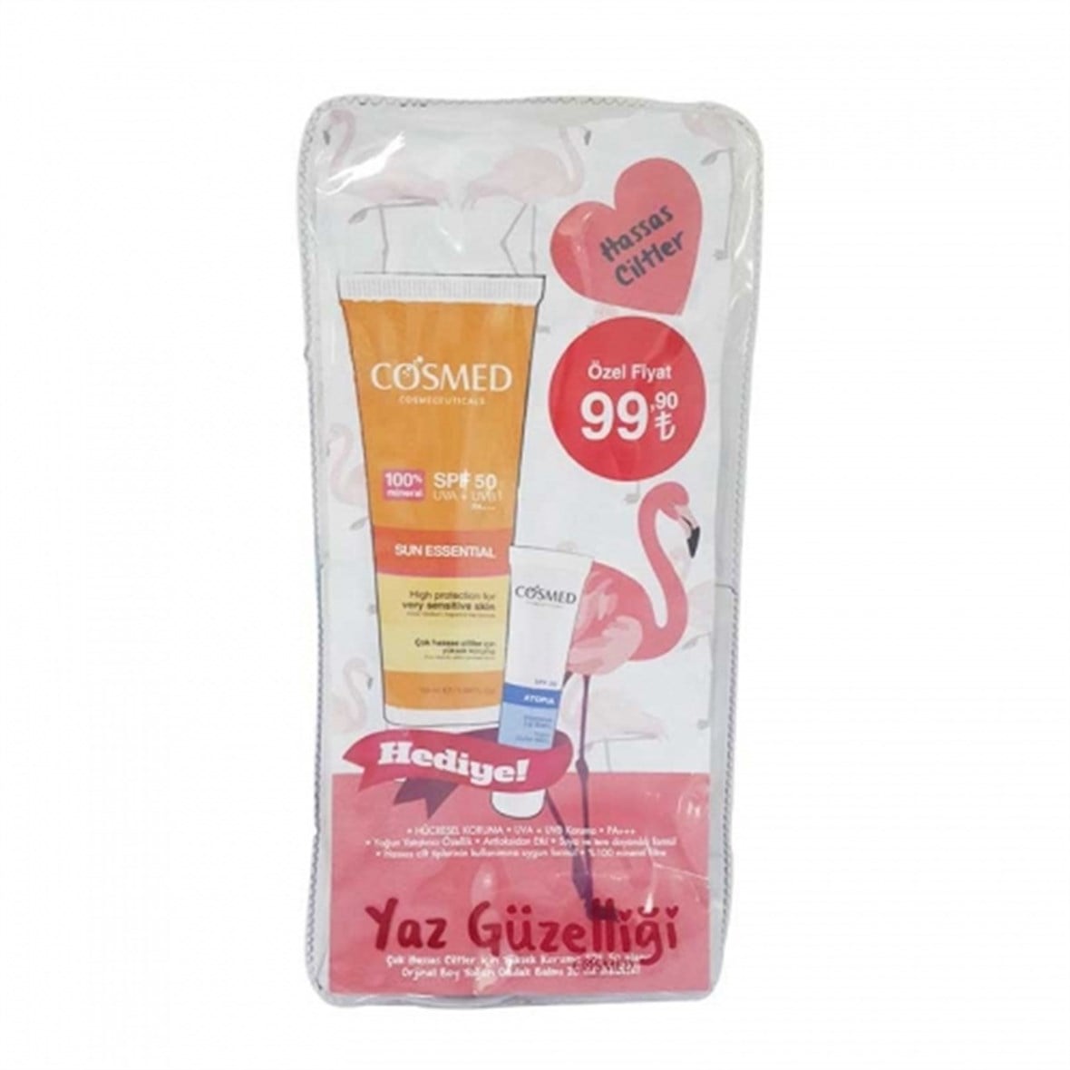 Cosmed Çok Hassas Ciltler İçin Güneş Kremi Spf50 50 ml - Yoğun Dudak Balmı HEDİYE! - Cosmed