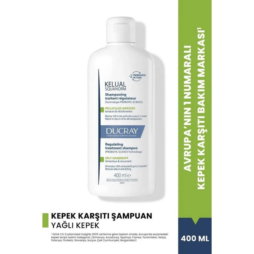 Ducray Kelual Squanorm Yağlı Saçlar Için Etkili Kepek Şampuanı 400 ml - Avene - Ducray