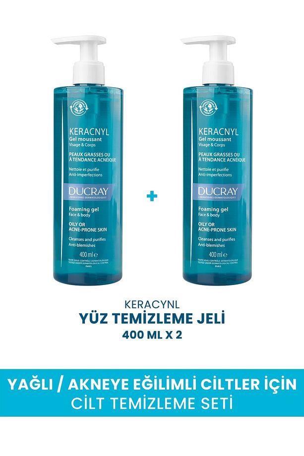 Ducray Keracnyl Yağlı ve Akneli Ciltler İçin Temizleme Jeli 400 ml 2 Adet - Ducray
