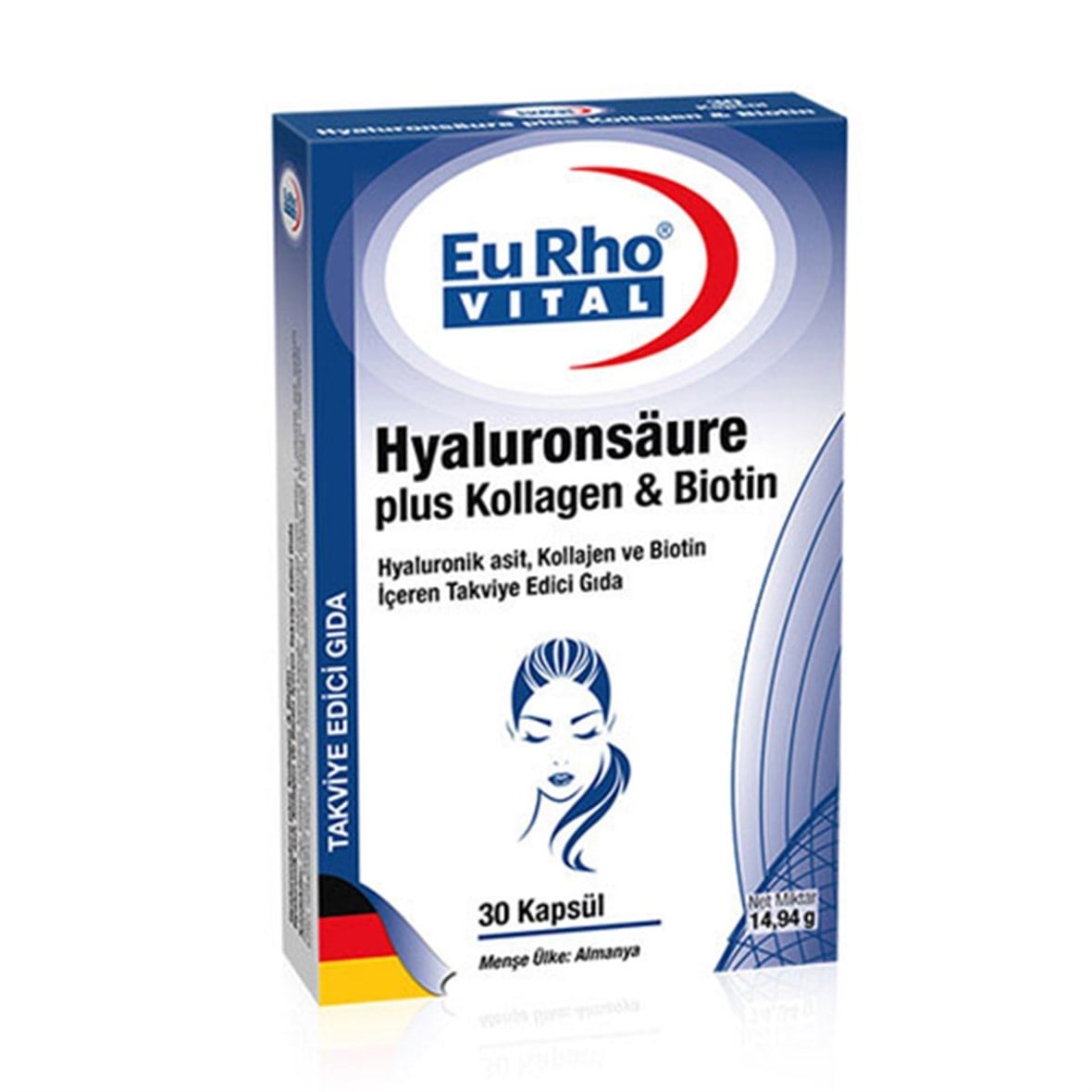 EuRho Vital Hyaluronik Asit Plus Kollajen ve Biotin 30 Kapsül - EuRho Vital