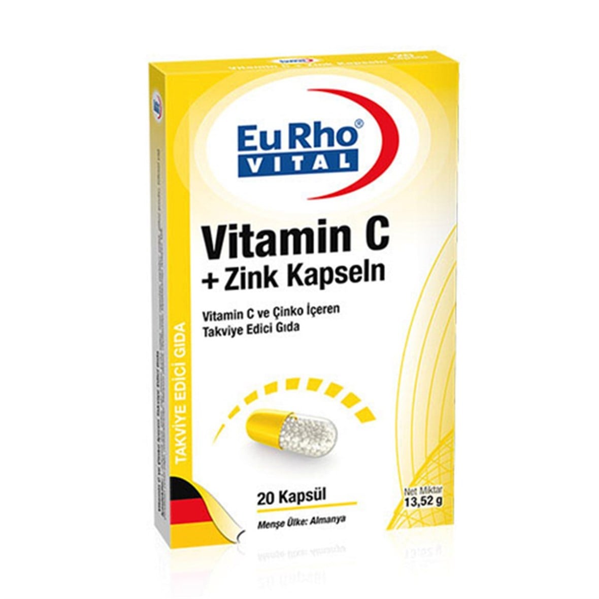 EuRho Vital Vitamin C + Zink Kapseln Takviye Edici Gıda 20 Kapsül - EuRho Vital