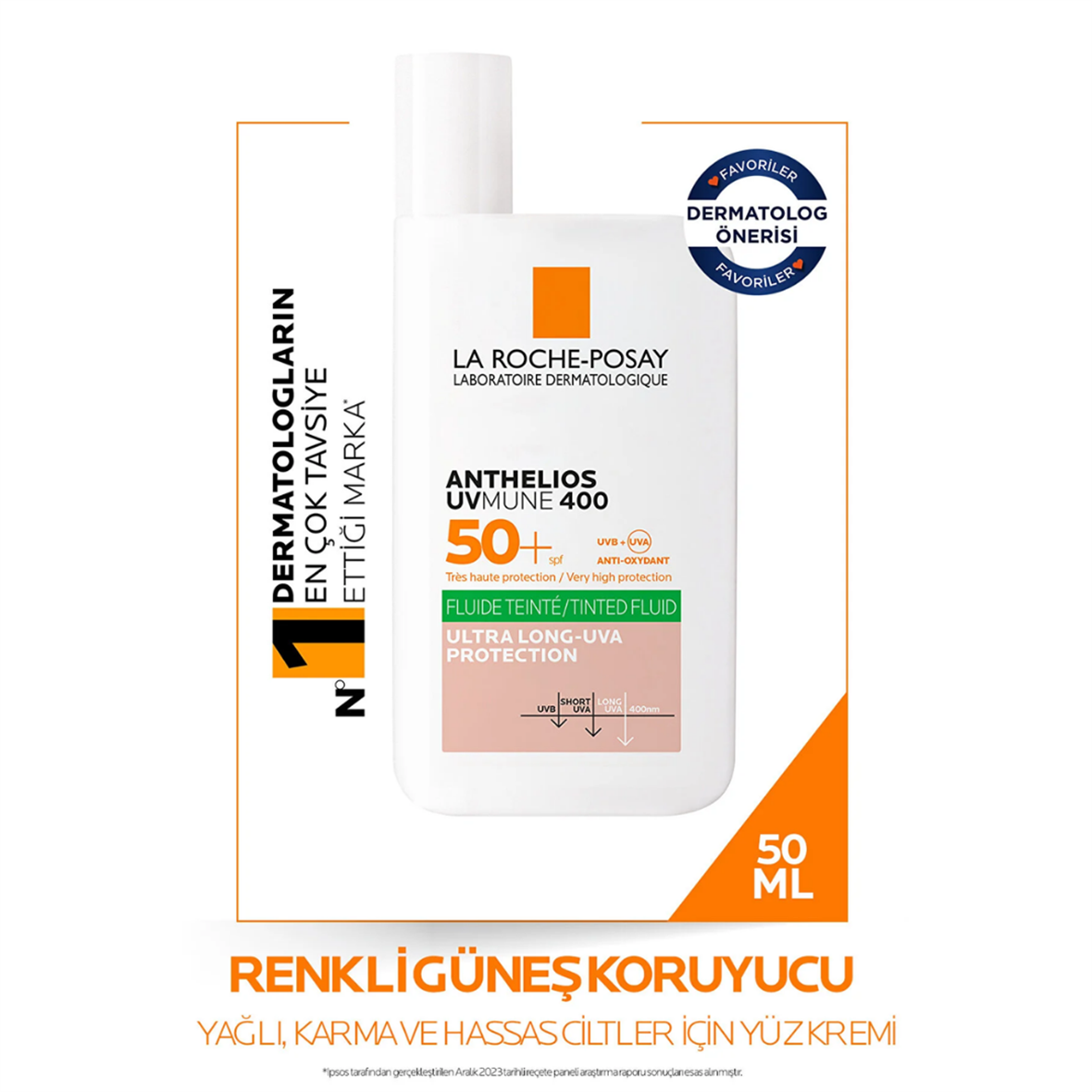 La Roche Posay Anthelios Oil Control Fluid 50+ Renkli Yüz Güneş Kremi 50 ml - La Roche Posay