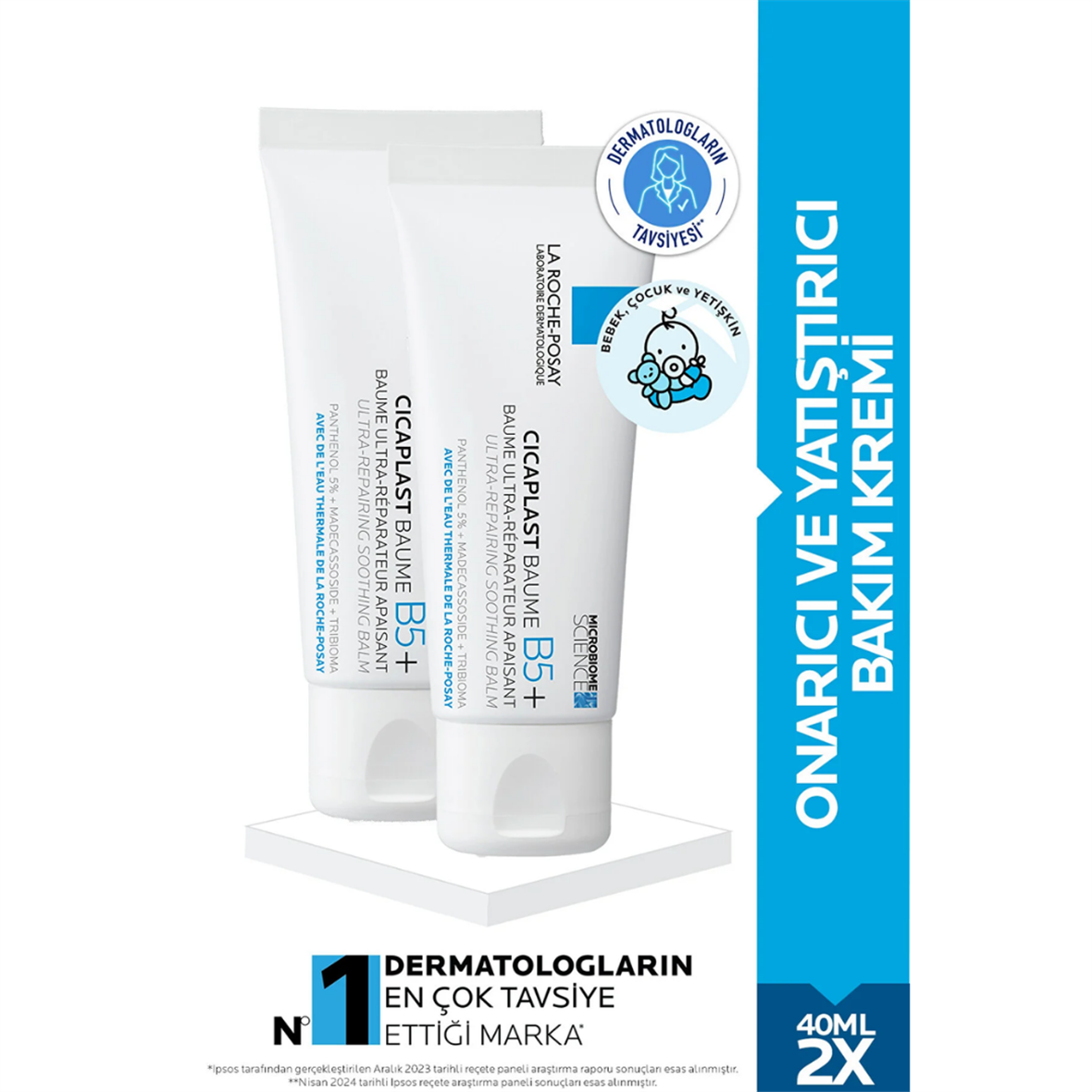 La Roche Posay Cicaplast Baume B5 Onarıcı ve Yatıştırıcı Yüz/Vücut Bakım Kremi 40mlx2 - La Roche Posay