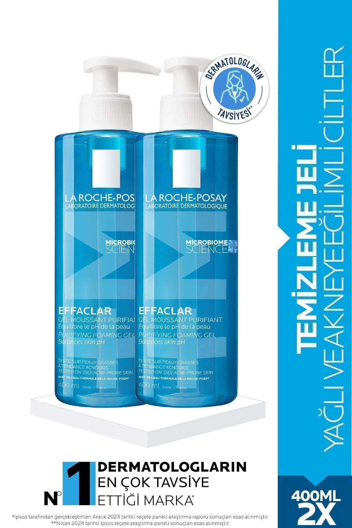 La Roche Posay Effaclar Jel Yağlı ve Sivilceye Eğilimli Ciltler İçin Yüz Temizleme Jeli 400ml 2'Li - La Roche Posay