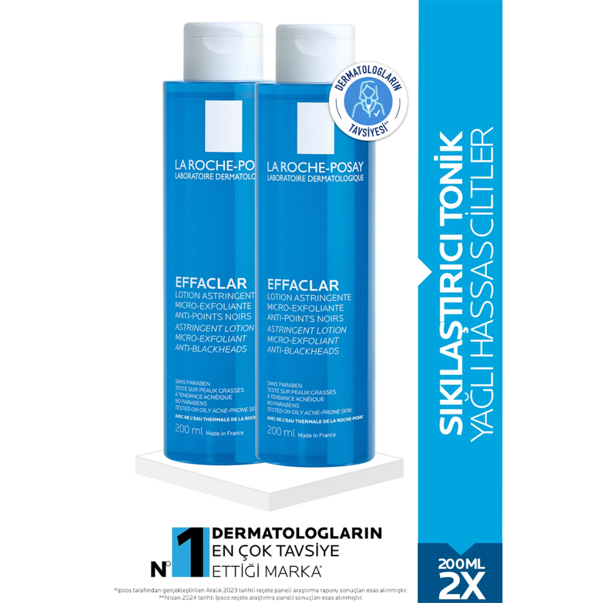 La Roche Posay Effaclar Tonik Yağlı ve Sivilceye Eğilim Gösteren Ciltler için Sıkılaştırıcı Tonik 200ml X2 - La Roche Posay