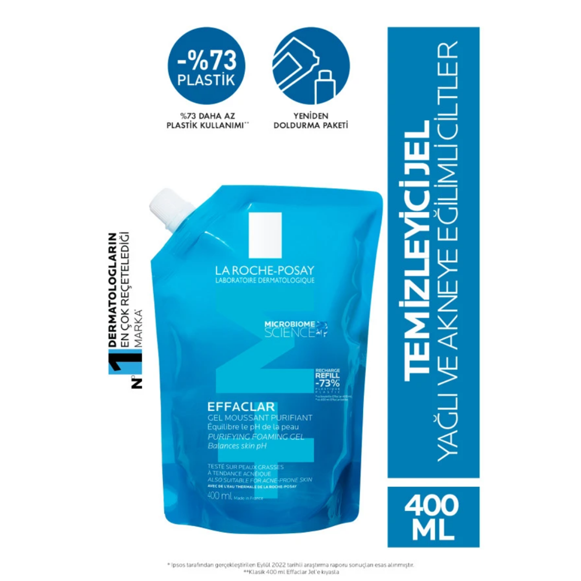 La Roche Posay Effaclar Yağlı Ciltler için Temizleme Jeli 400ml - Refill - La Roche Posay