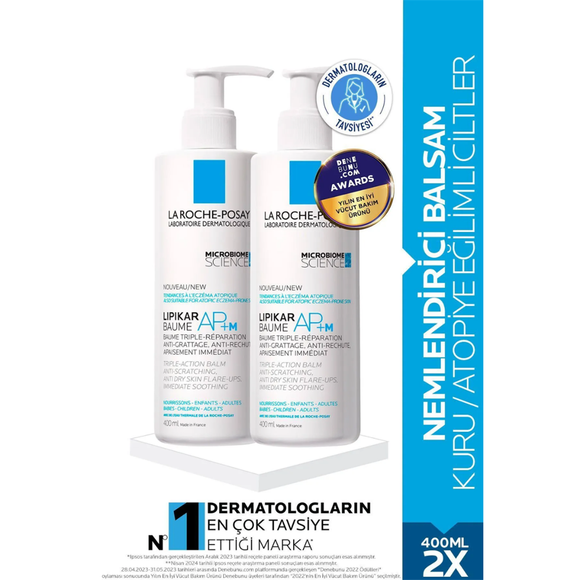 La Roche Posay Lipikar Baume Balsam Losyon Ap+m Atopiye Eğilim Gösterebilen Ciltler 400 Mlx2 - La Roche Posay
