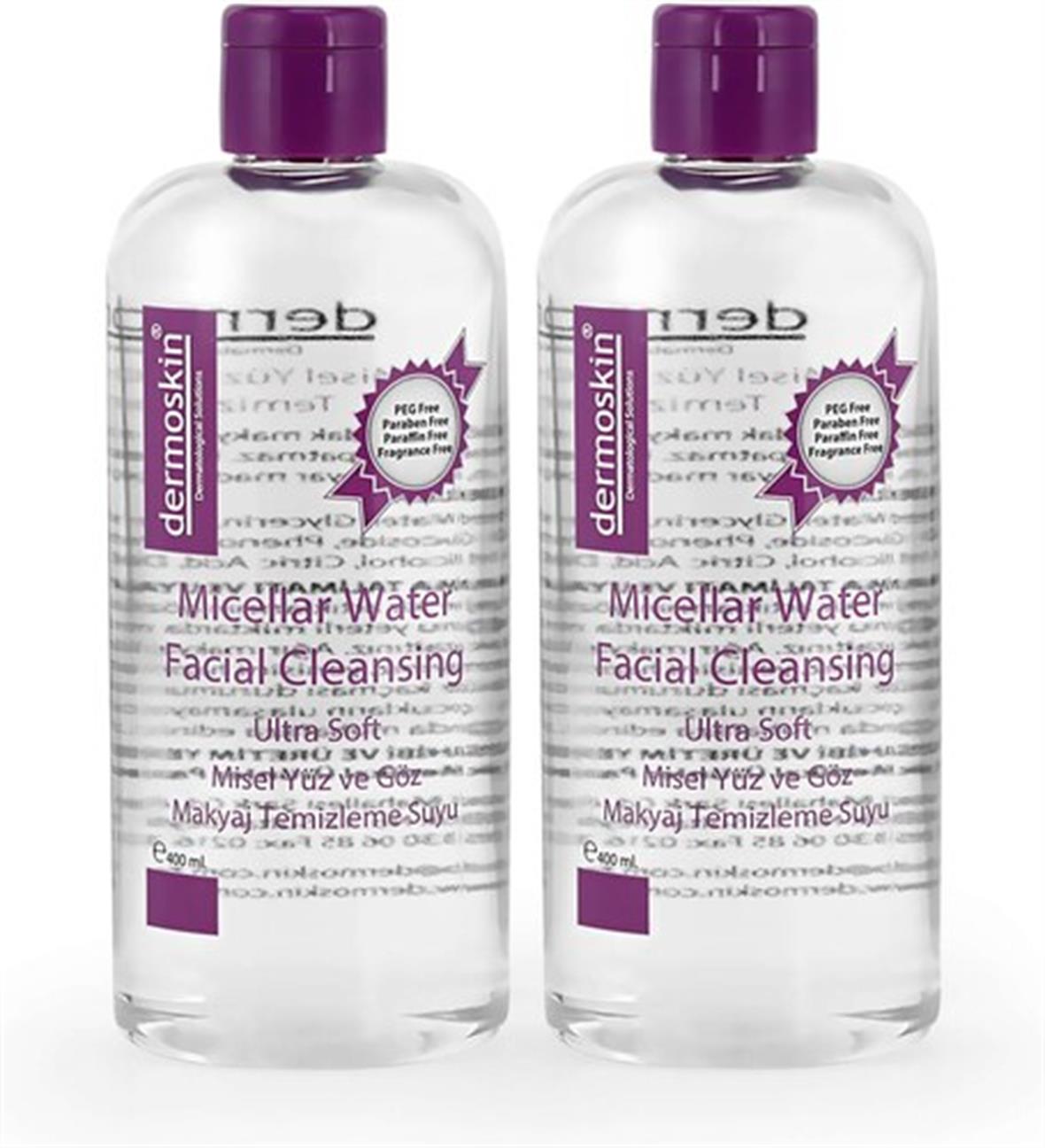 Micellar Water Yüz-Makyaj Temizleme Suyu 2'li 800 ml - Dermoskin