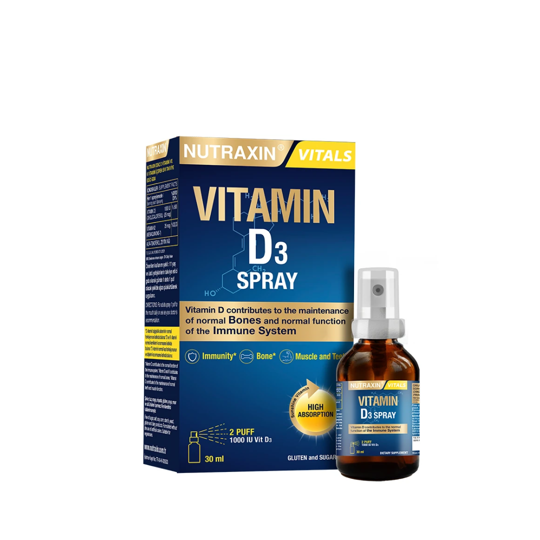 Nutraxin D3 Vitamin Gıda Takviyesi 30 ml Sprey - Nutraxin