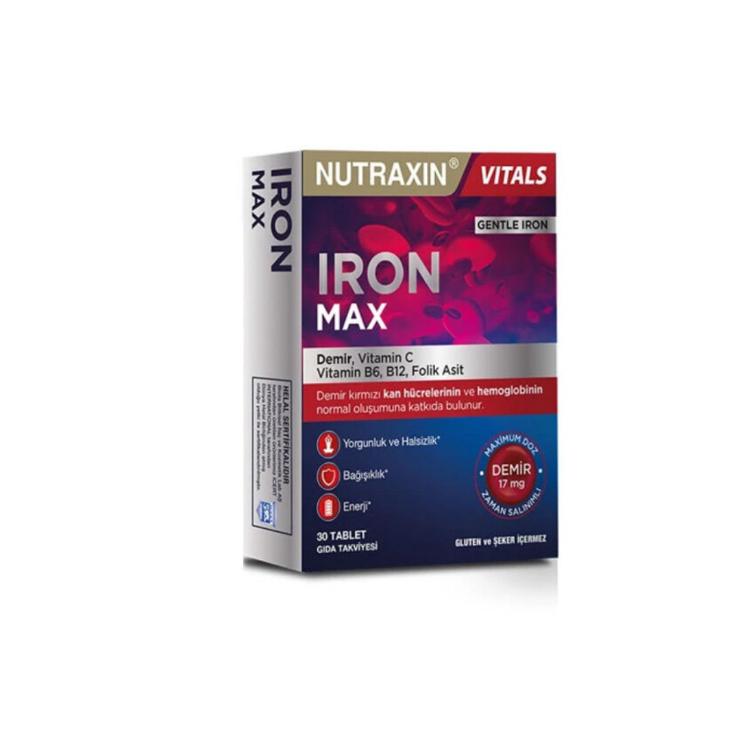 Nutraxin Iron Max Takviye Edici Gıda 30 Tablet - Nutraxin