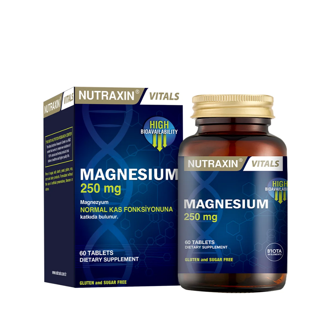 Nutraxin Magnesium Citrate 250 mg Takviye Edici Gıda 60 Tablet - Nutraxin