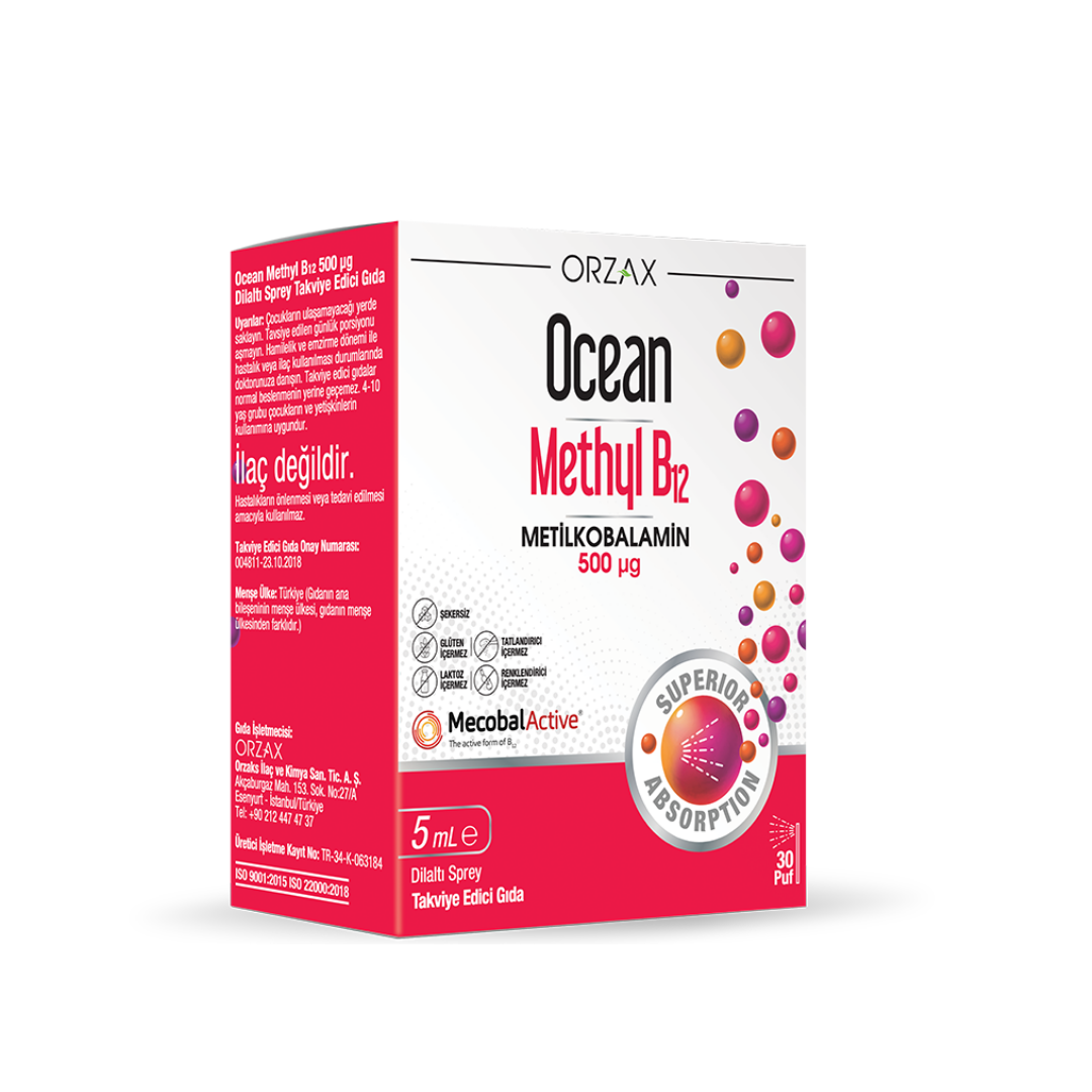 Orzax Ocean 500 µg Methyl B12 Sprey 5 ml - Orzax