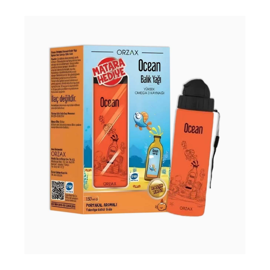 Orzax Ocean Balık Yağı Portakal Aromalı Şurup 150 ml - Matara Hediyeli - orzax