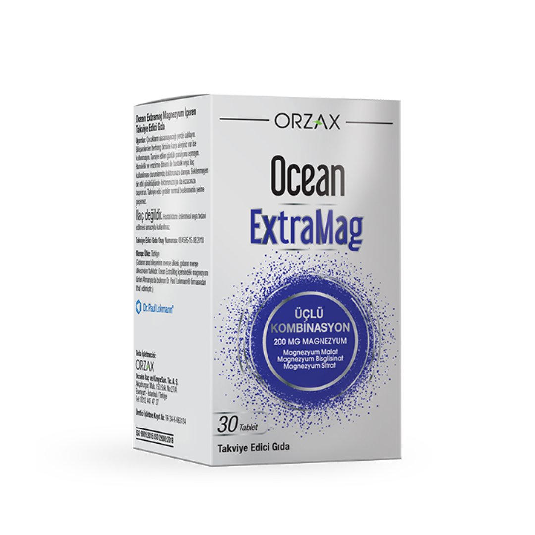 Orzax Ocean ExtraMag Üçlü Kombinasyon Takviye Edici Gıda 30 Tablet - Orzax