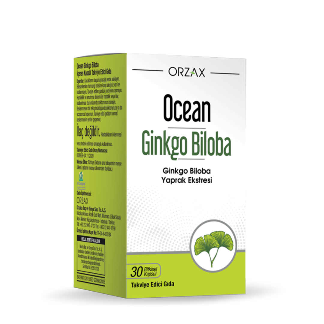 Orzax Ocean Ginkgo Biloba Takviye Edici Gıda 30 Bitkisel Kapsül - Orzax