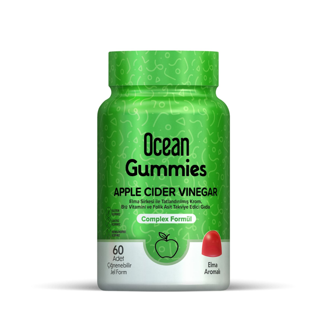 Orzax Ocean Gummies Apple Cider Vinegar Takviye Edici Gıda 60 Adet Çiğnenebilir Form - orzax