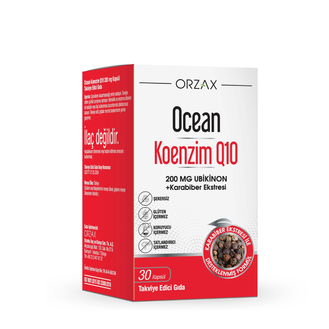 Orzax Ocean Koenzim Q10 200 mg Ubikinon 30 Kapsül - orzax